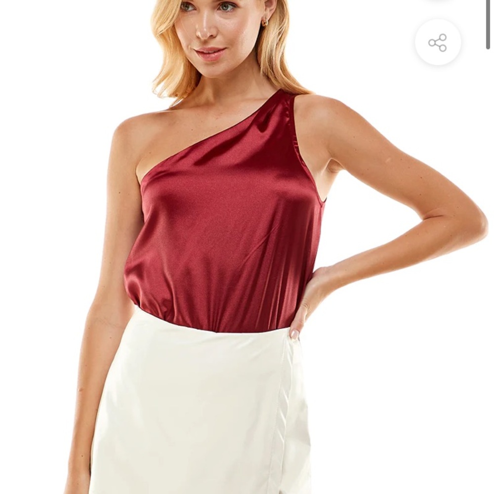 fab'rik One-Shoulder Crimson Red BodySuit